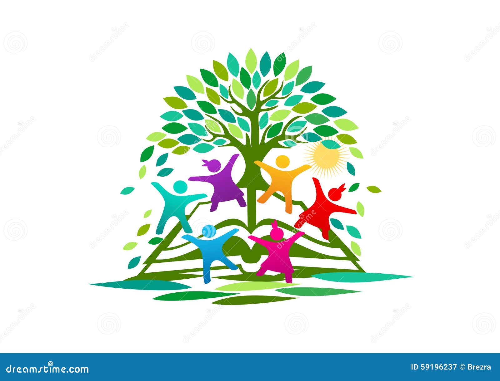 tree, knowledge, logo,open book, children, , bright education  concept 