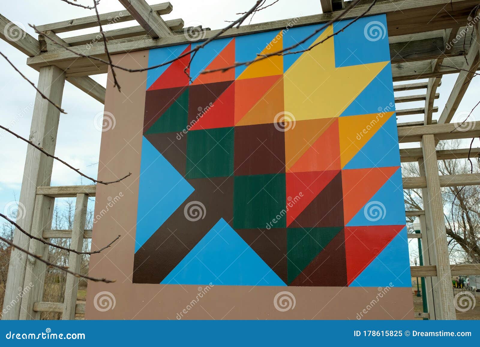 Medium Shot Barn Quilt `Tree of Life` at Legacy Gardens Staples MN Medium Shot Editorial Image