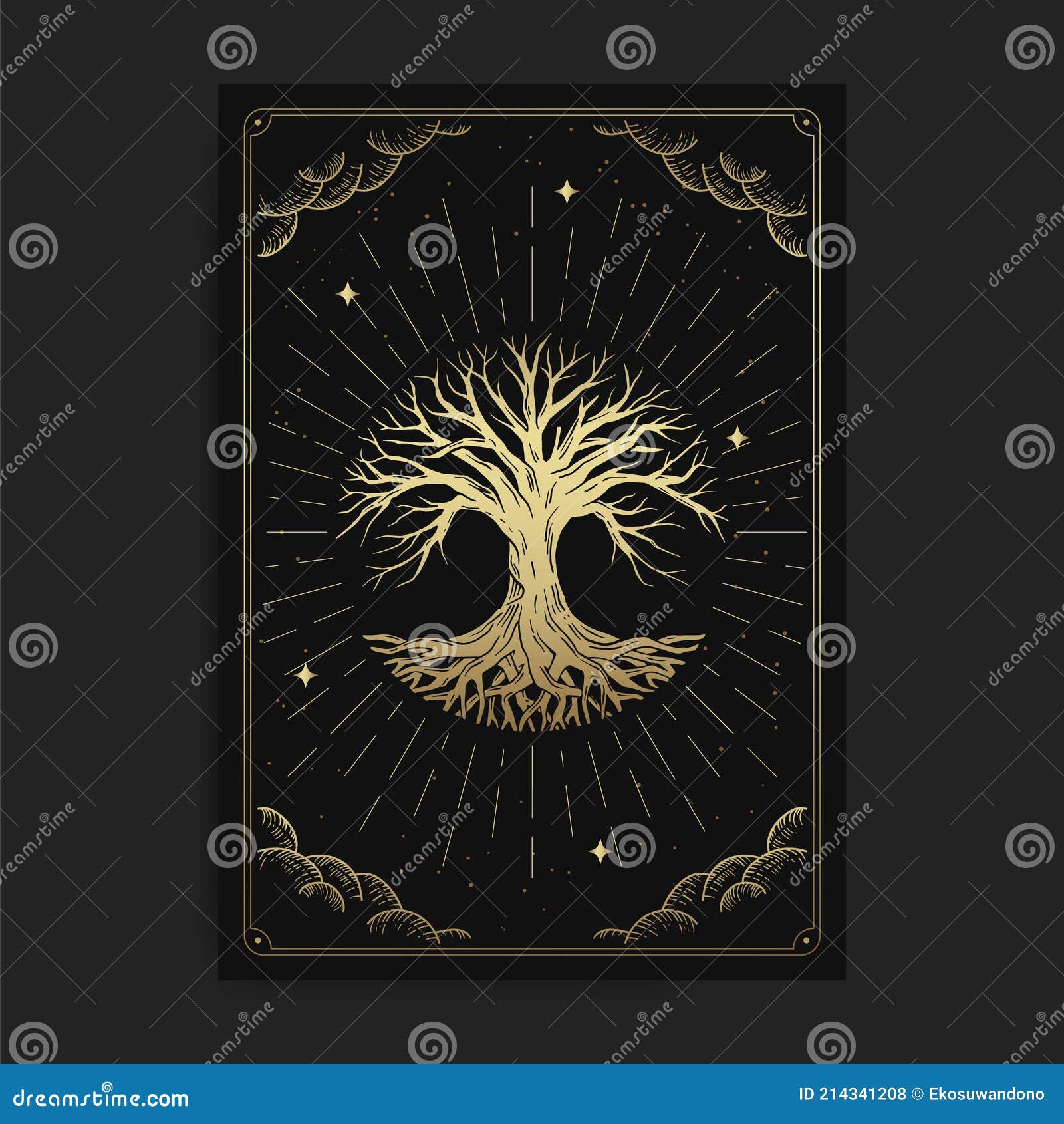 tree of life. magic occult tarot cards, esoteric boho spiritual tarot reader, magic card astrology, drawing spiritual or