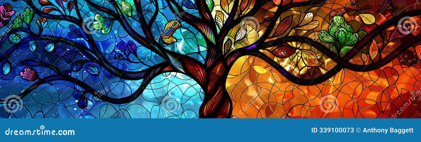 the tree of life stained glass window which is mentioned by the bible as being in the garden of eden