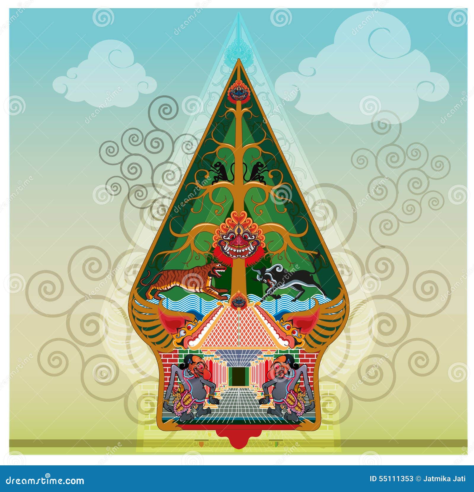 gunungan or tree of life  on puppets show