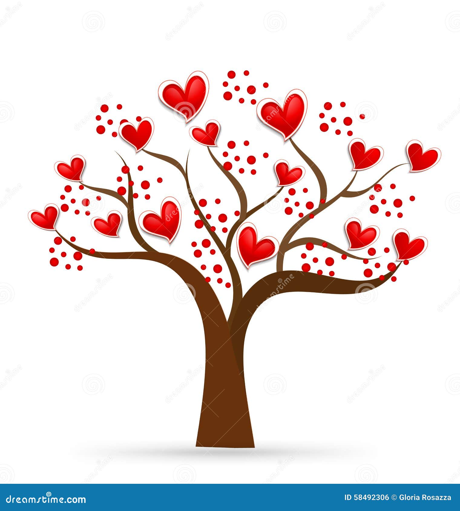 Tree Of Love Valentines Hearts Logo Stock Vector - Image: 58492306