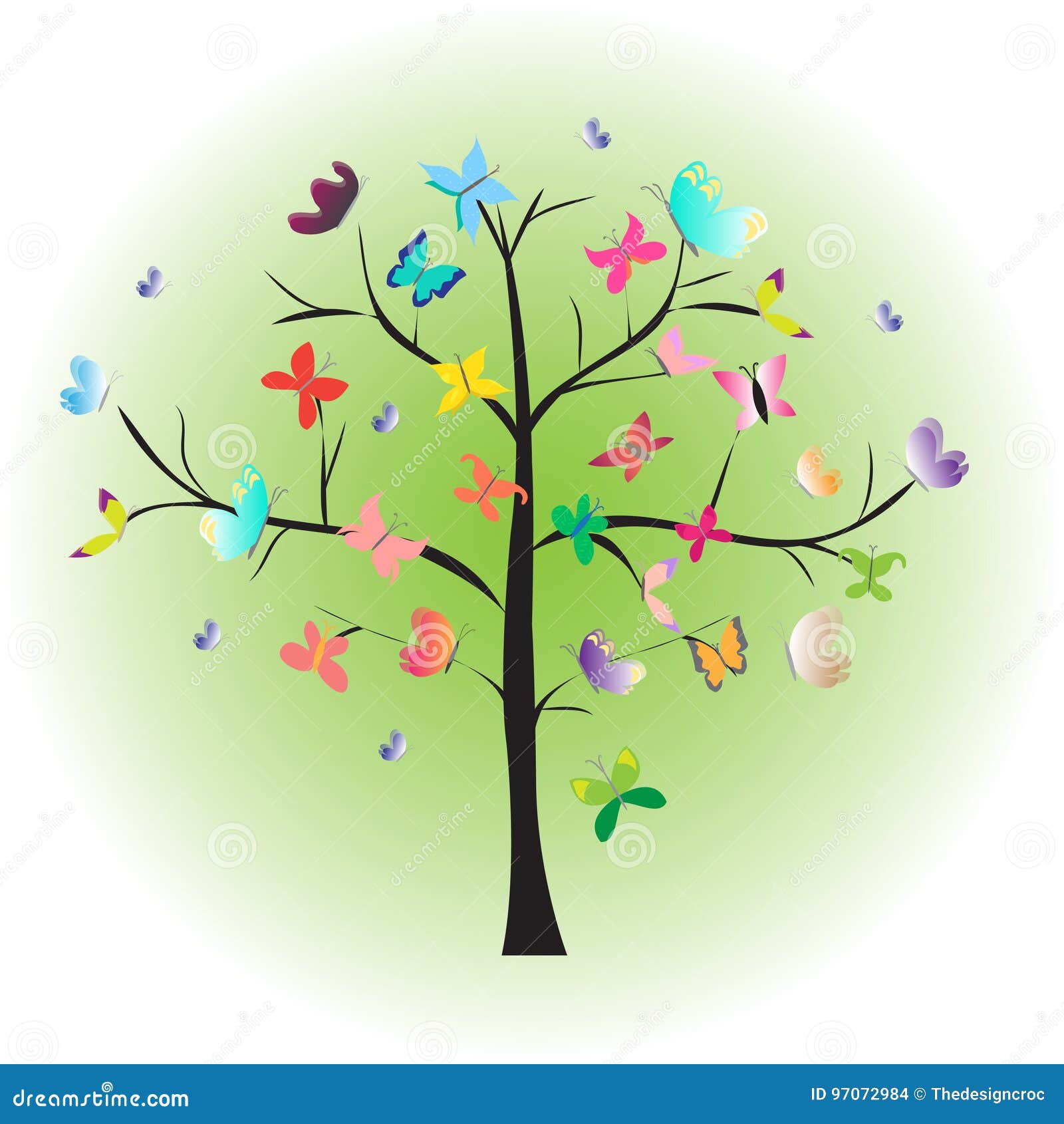 Tree Many Colorful Butterfly Stock Vector Illustration of cartoon