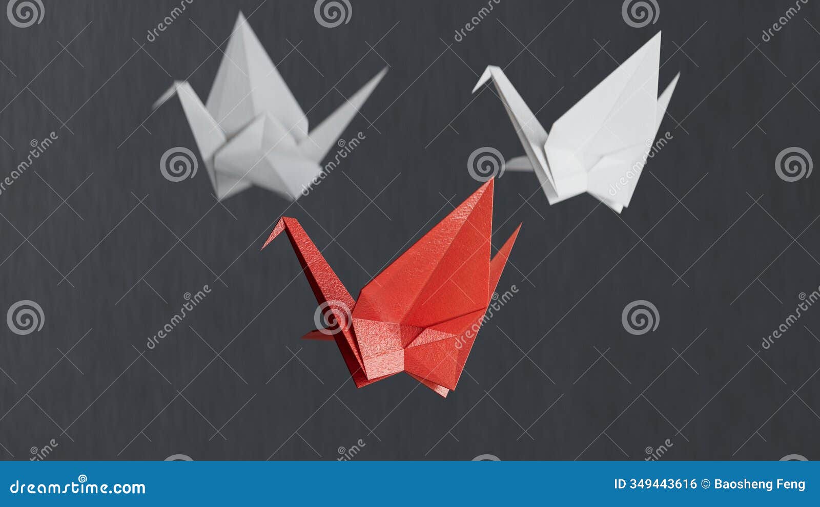 tree origami cranes on black background.different business concept.new ideas. paper art style. creative idea