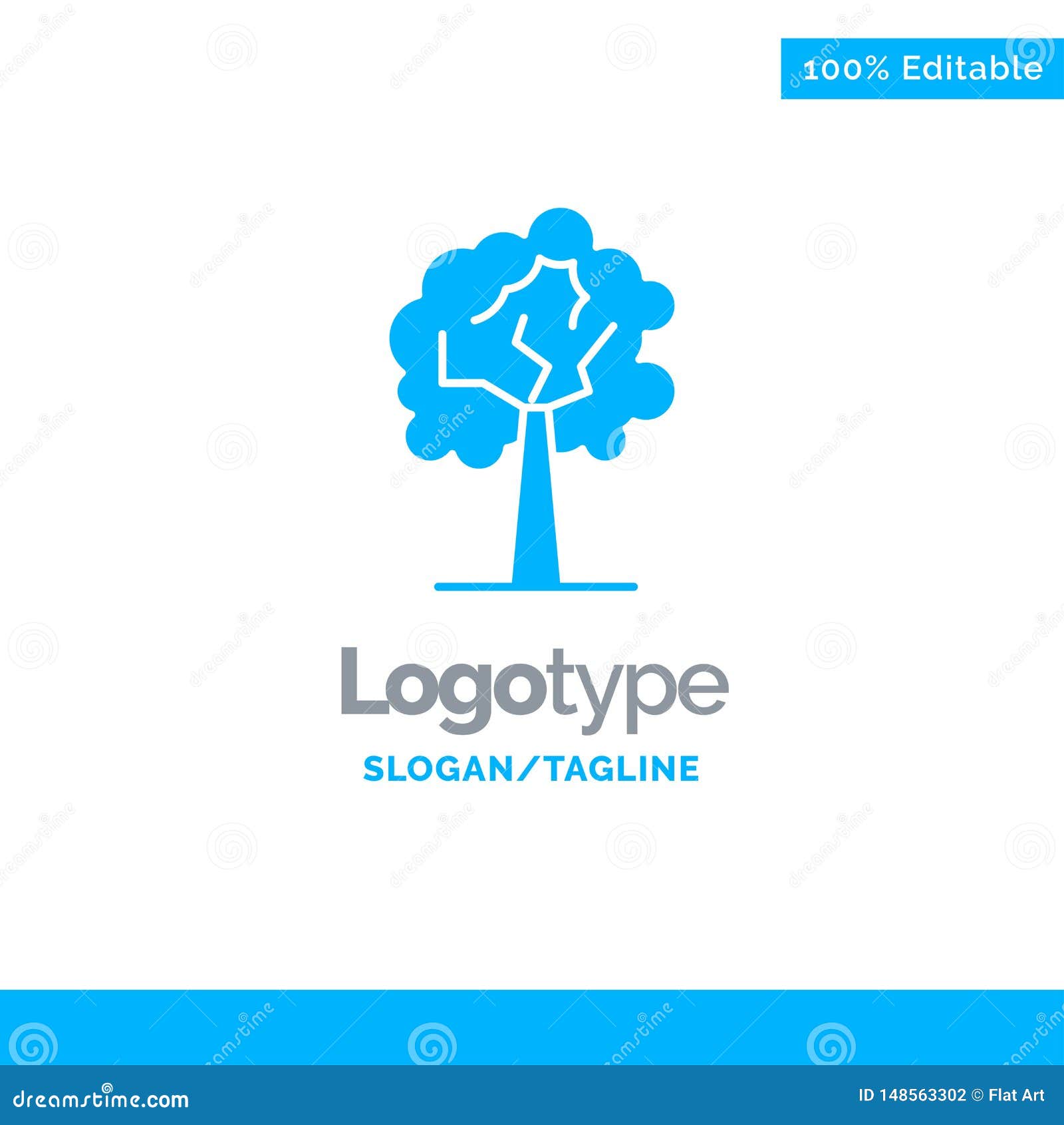 Tree, Plant, Growth Blue Solid Logo Template. Place for Tagline Stock