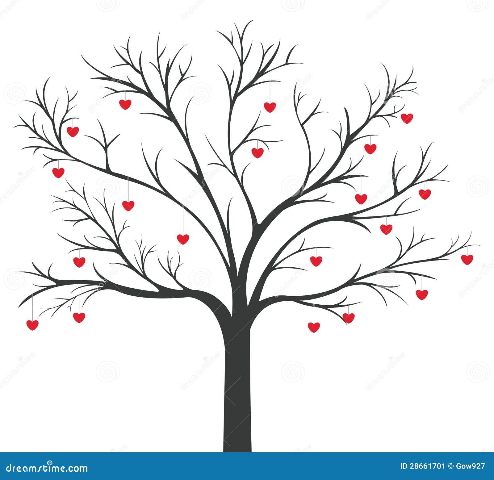 Tree Of Red Hearts Hanging Stock Image - Image: 28661701