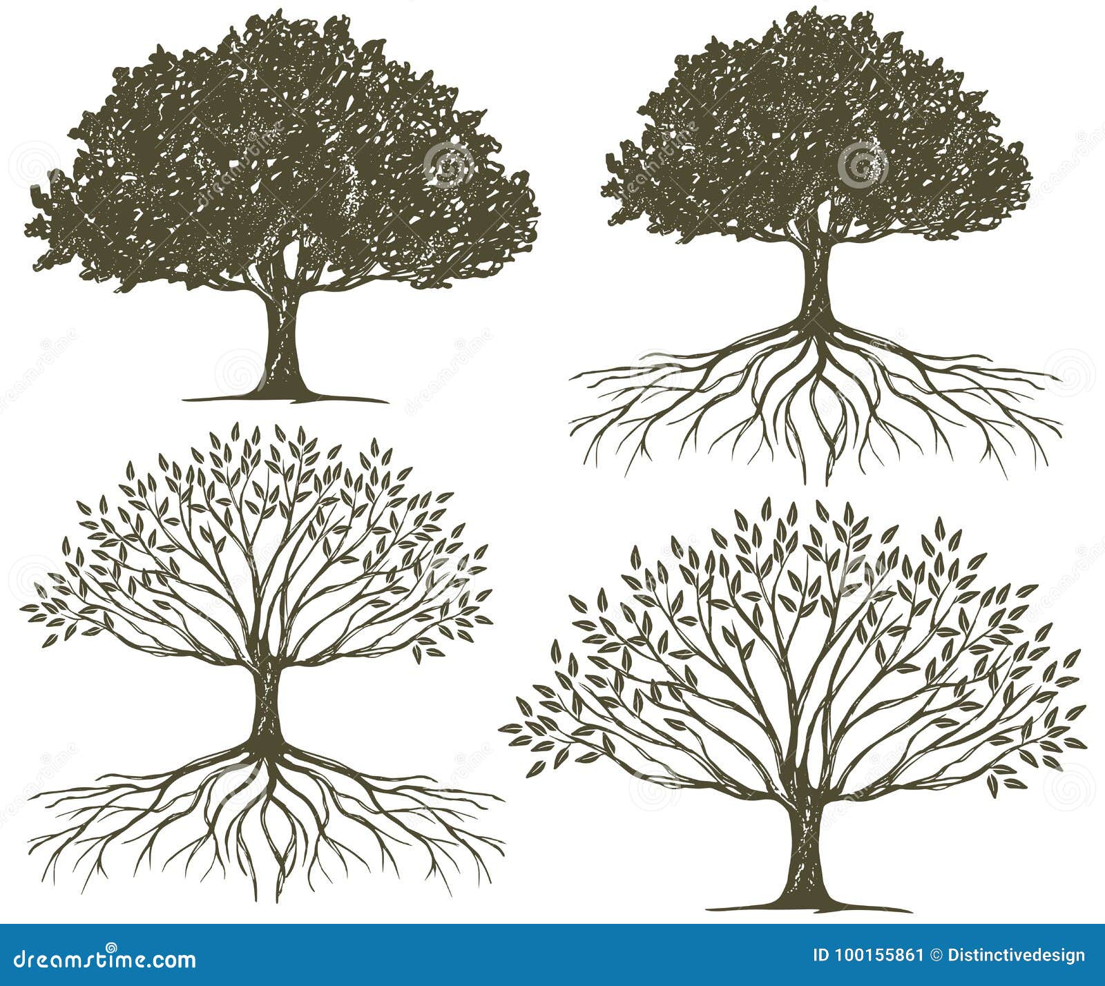 tree & tree roots silhouette collection