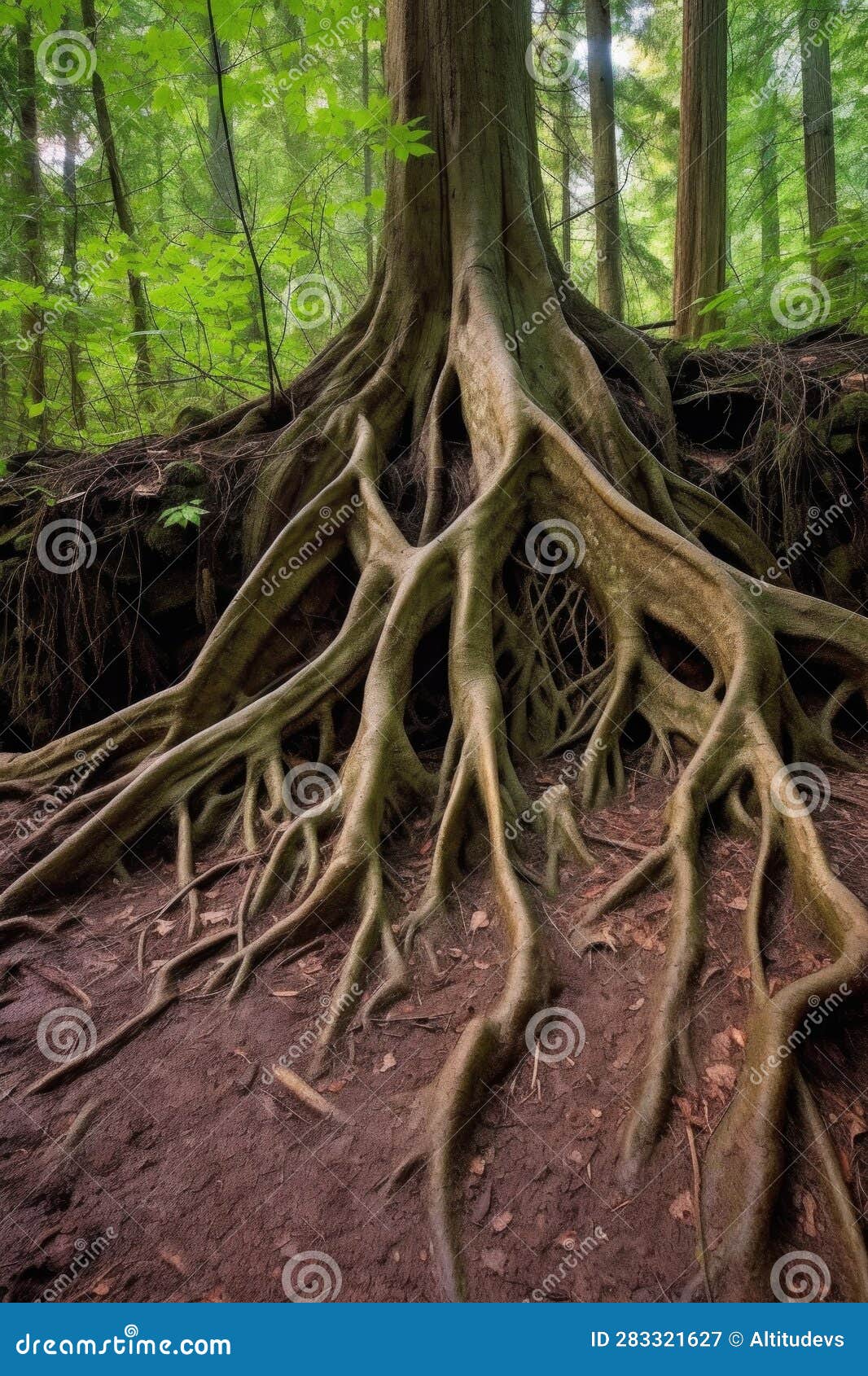 Tree Roots Spreading Out on Forest Floor Stock Illustration ...