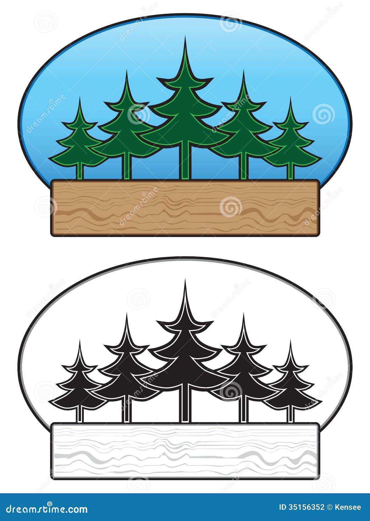 Tree Sign stock vector. Illustration of logs, pine, distinctive - 35156352