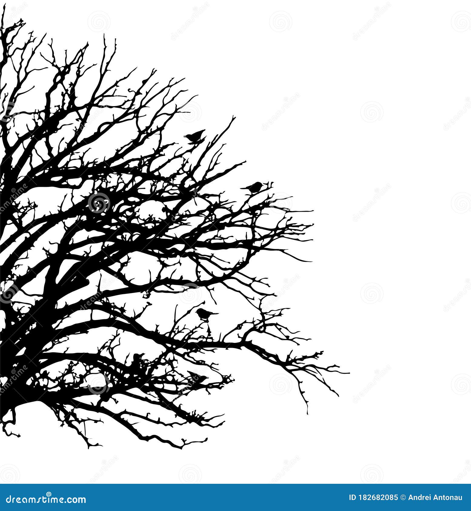 027_Tree Silhouettes. with Birds Sitting on it Stock Vector ...