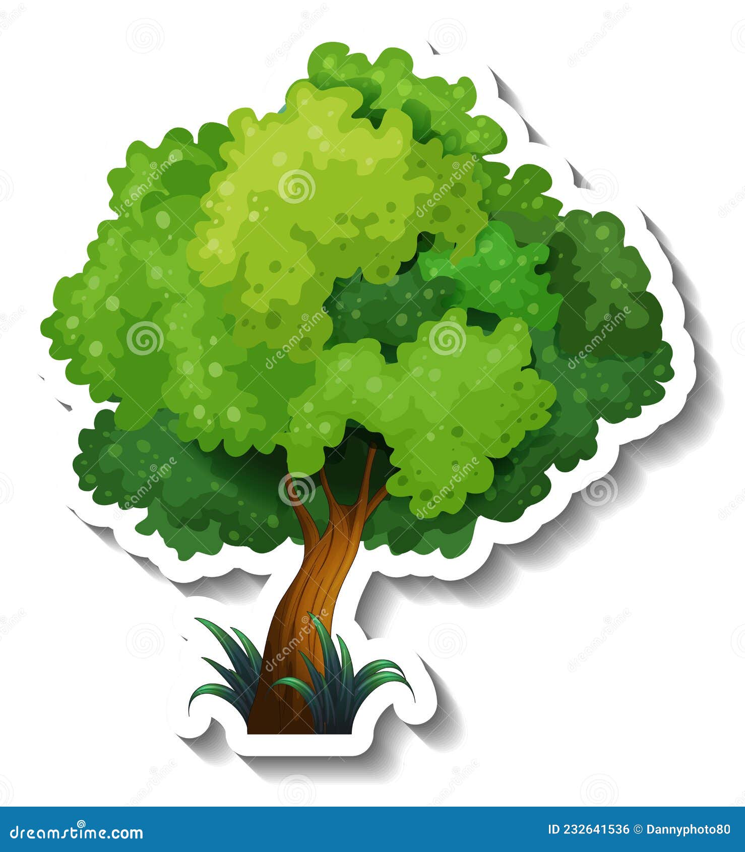 Cartoon tree sticker on white background Vector Image