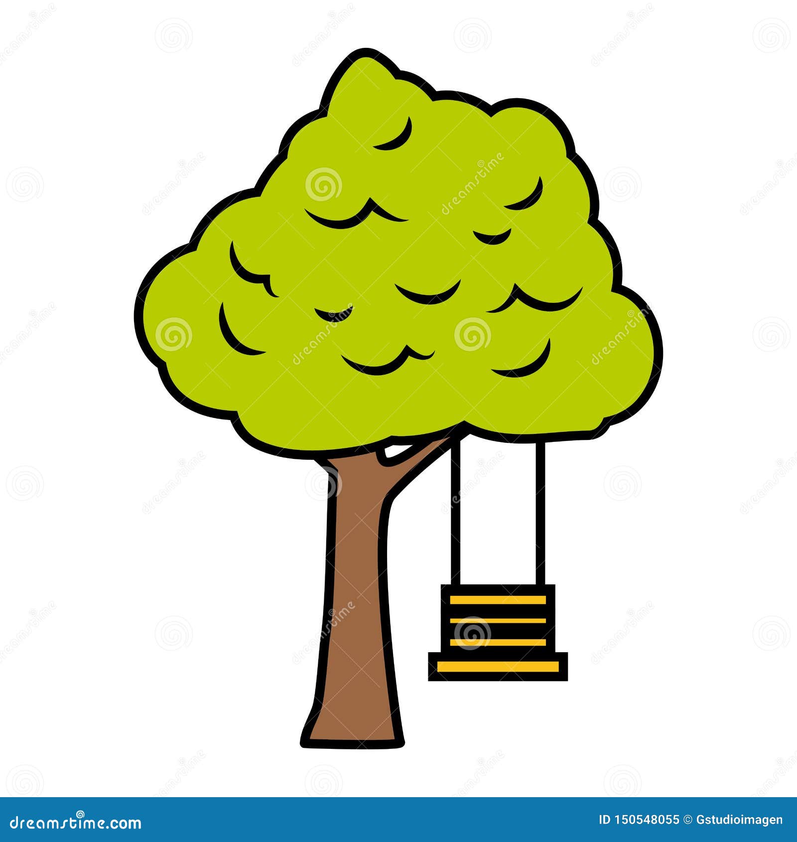 Tree with swing stock illustration. Illustration of swing 150548055