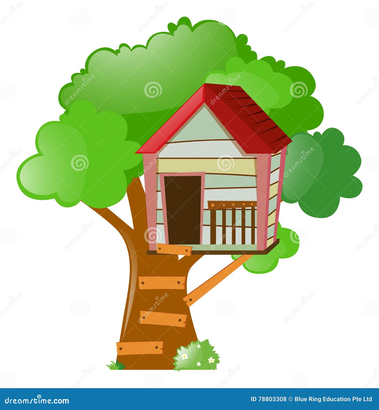 Treehouse on big tree stock vector. Illustration of playhouse - 78803308