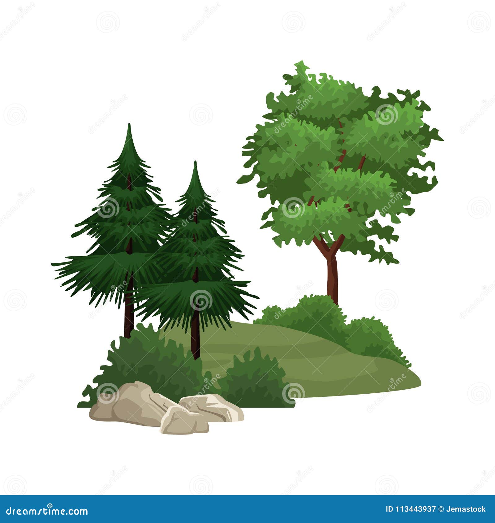Trees and bushes stock vector. Illustration of green - 113443937