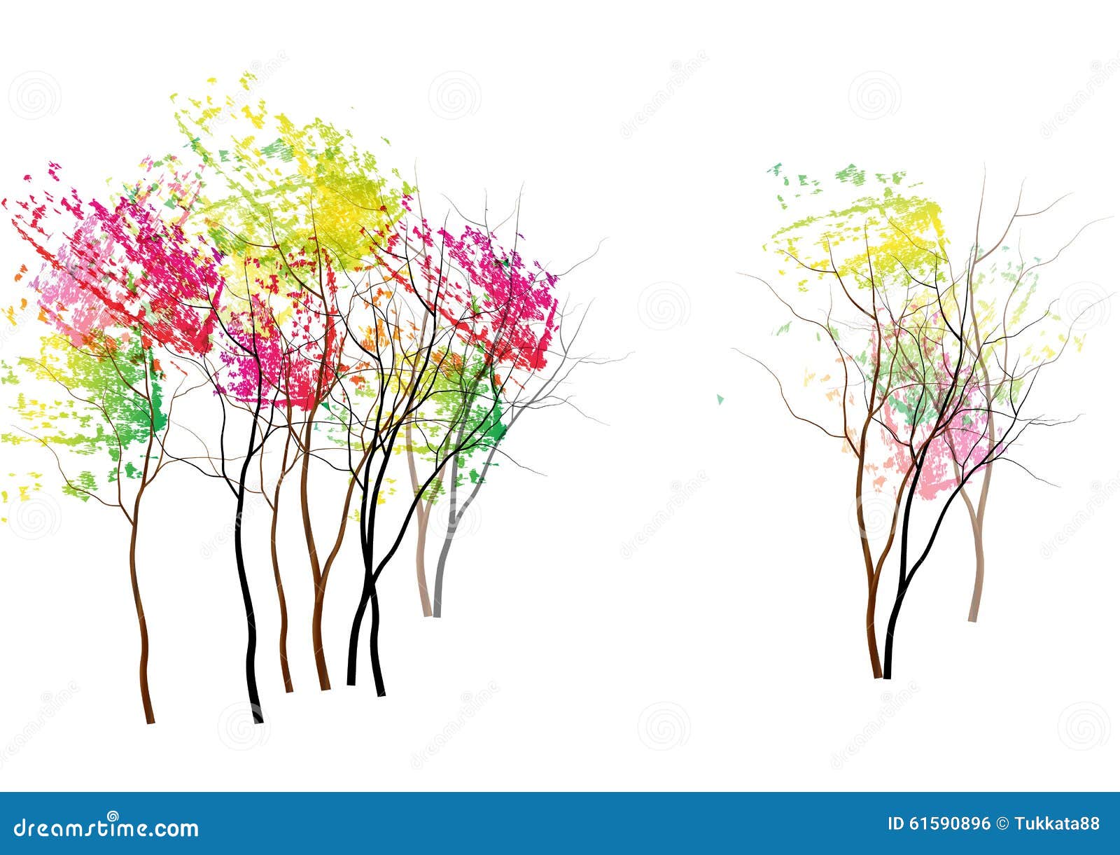 Trees,colorful trees in autumn vector illustration,for card,background