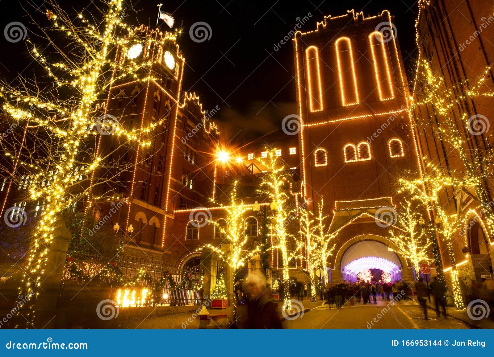 St Louis, Missouri, USA, Dec 2019 - Trees Decorated With Christmas Lights Anheuser Busch Brewery ...