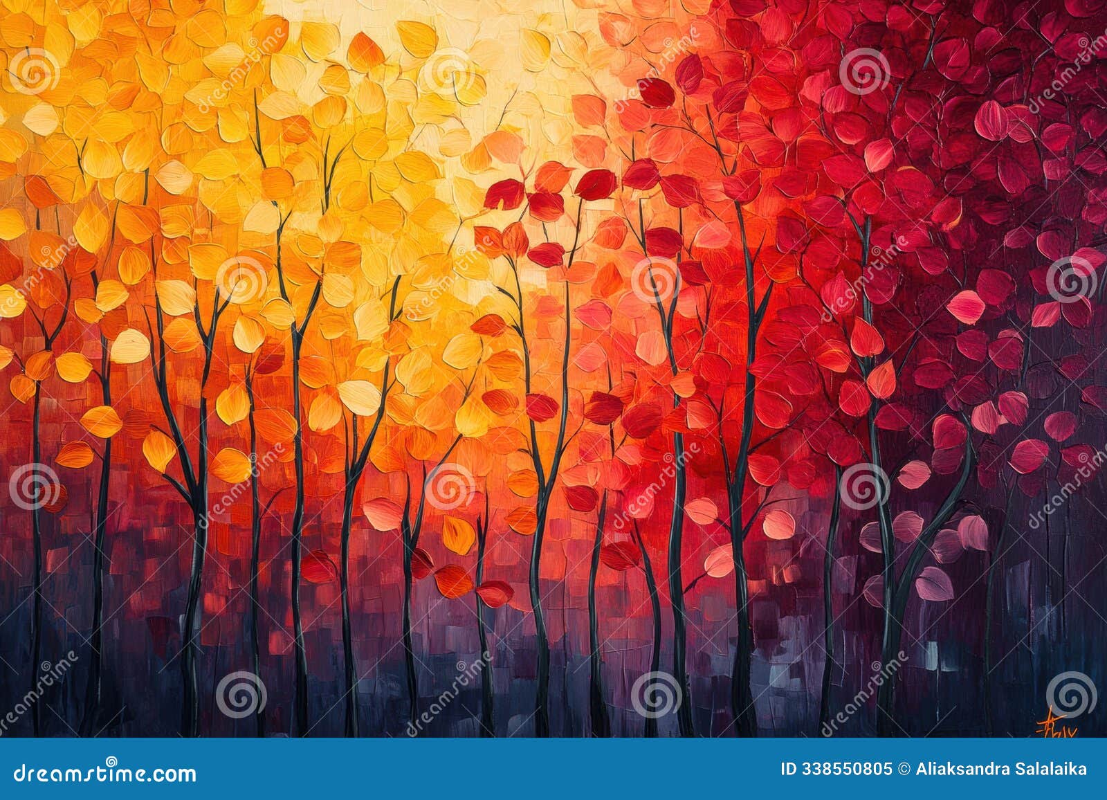 trees displaying a vibrant mix of red, orange, and yellow leaves, creating a stunning autumn scene for a concept banner