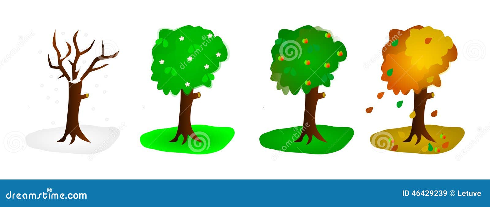 Trees in four seasons stock illustration. Illustration of colors 46429239