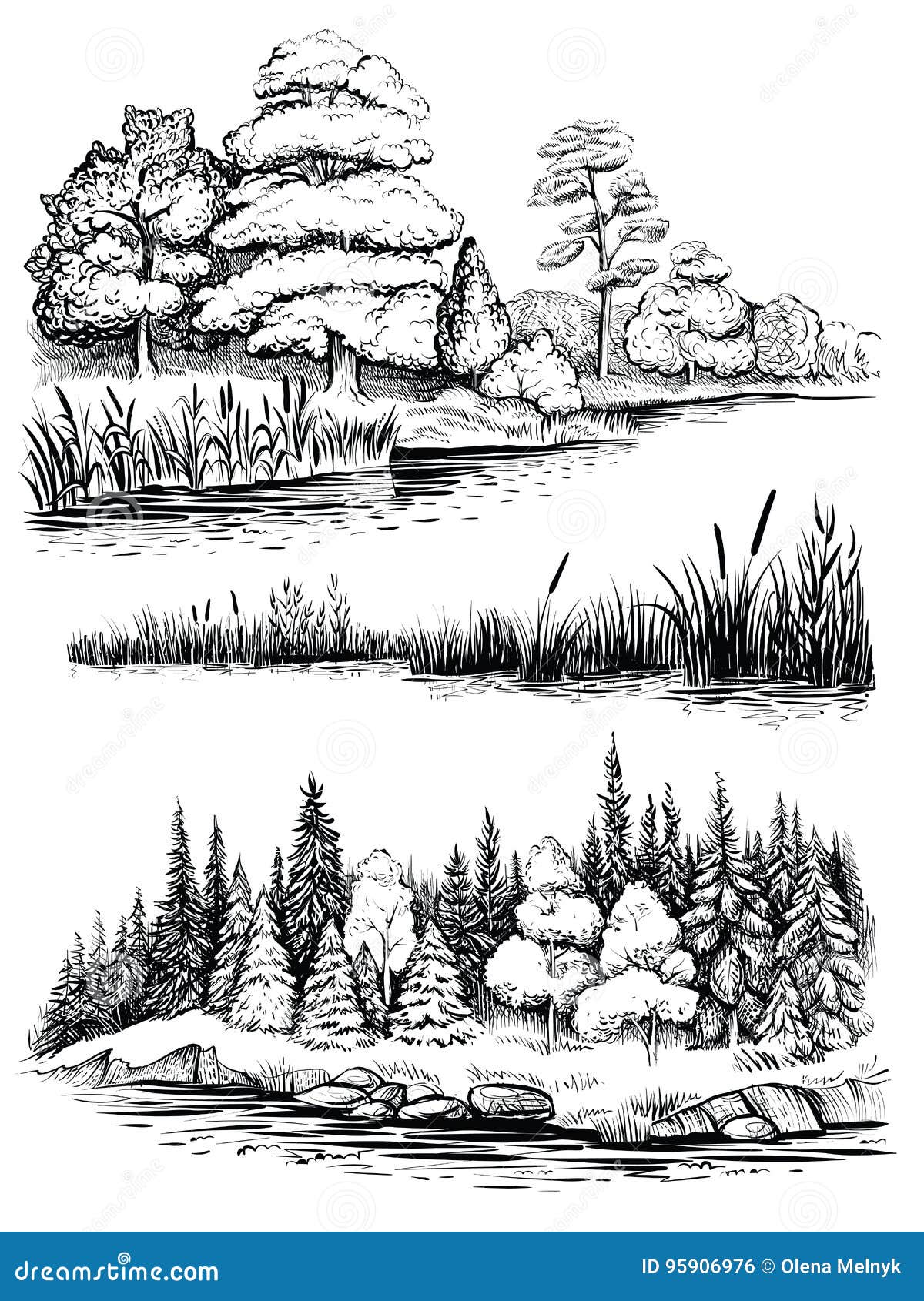 Nature color sketch of a meadow with a river, mountains and firs (copy) | |  bendbulletin.com