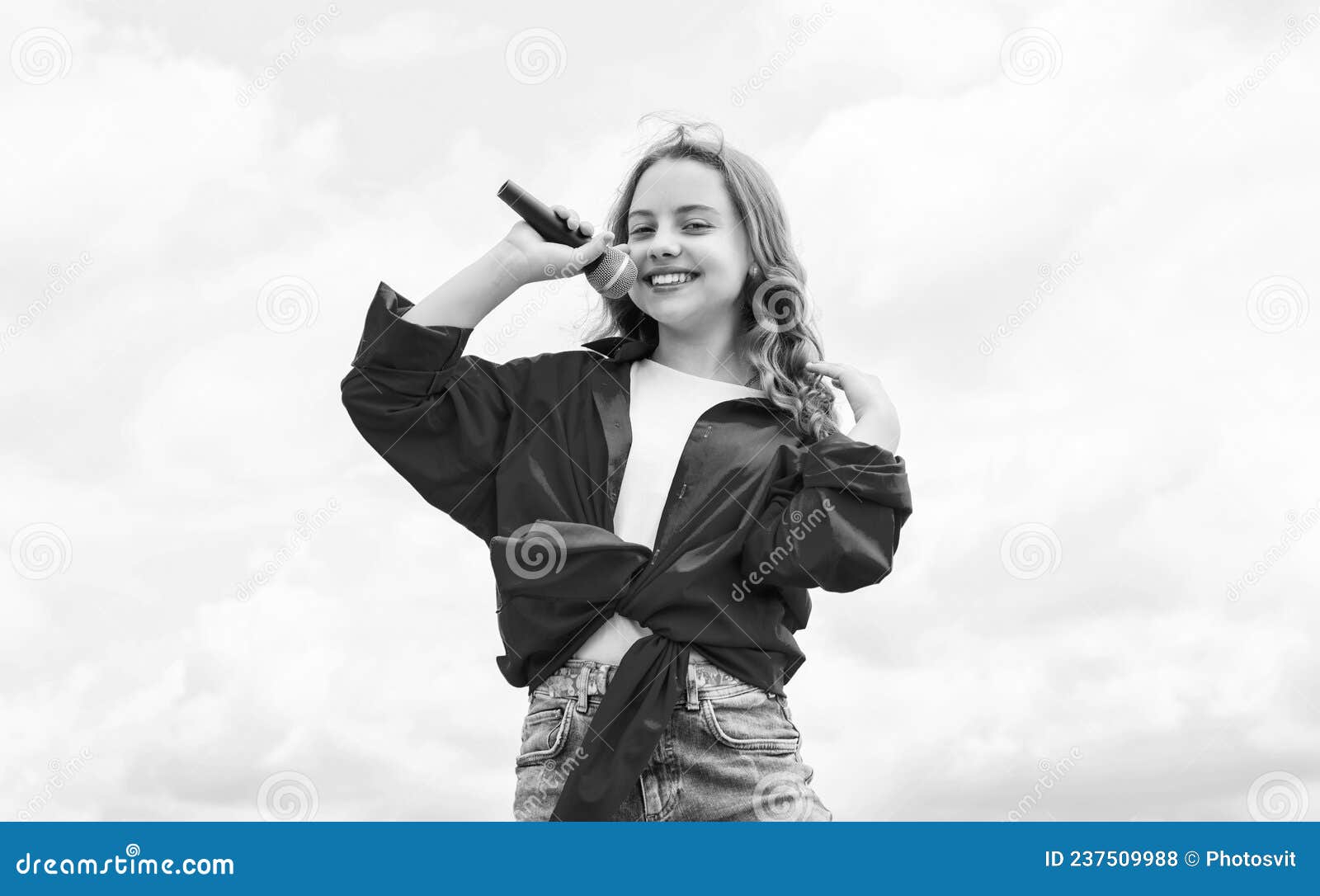 treets are singing. happy singer with microphone. girl singing. vocal school concept. karaoke club. music is my life