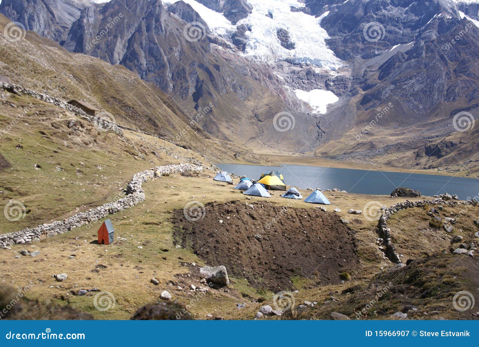 trekking camp with pack mules and donkeys