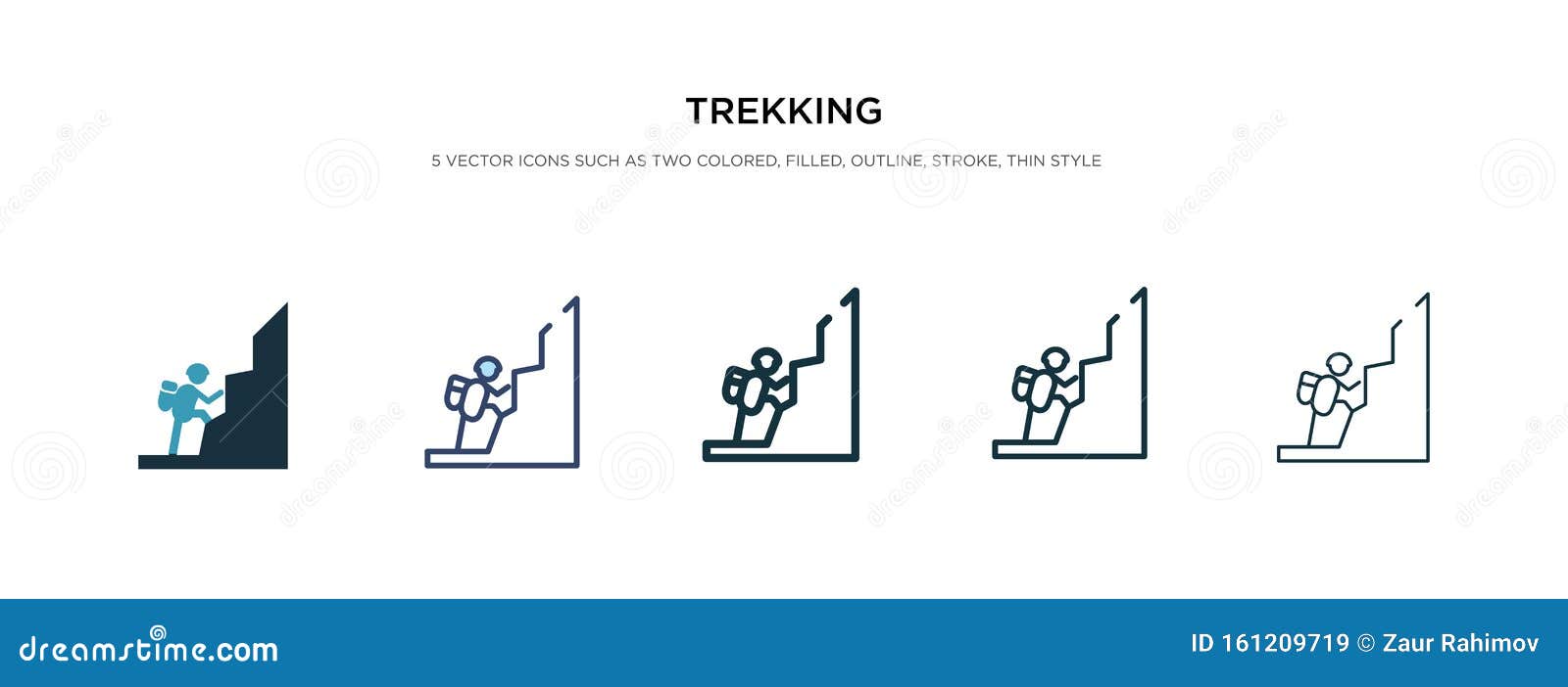 trekking icon in different style  . two colored and black trekking  icons ed in filled, outline,