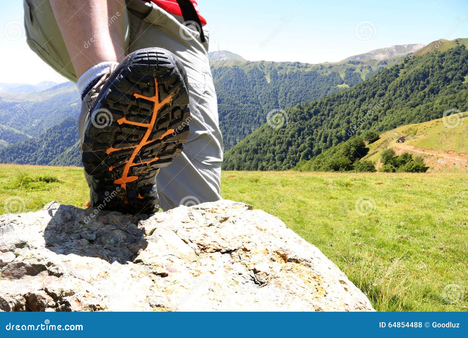 Trekking Shoe in the Mountains Stock Photo Image of hiker, background