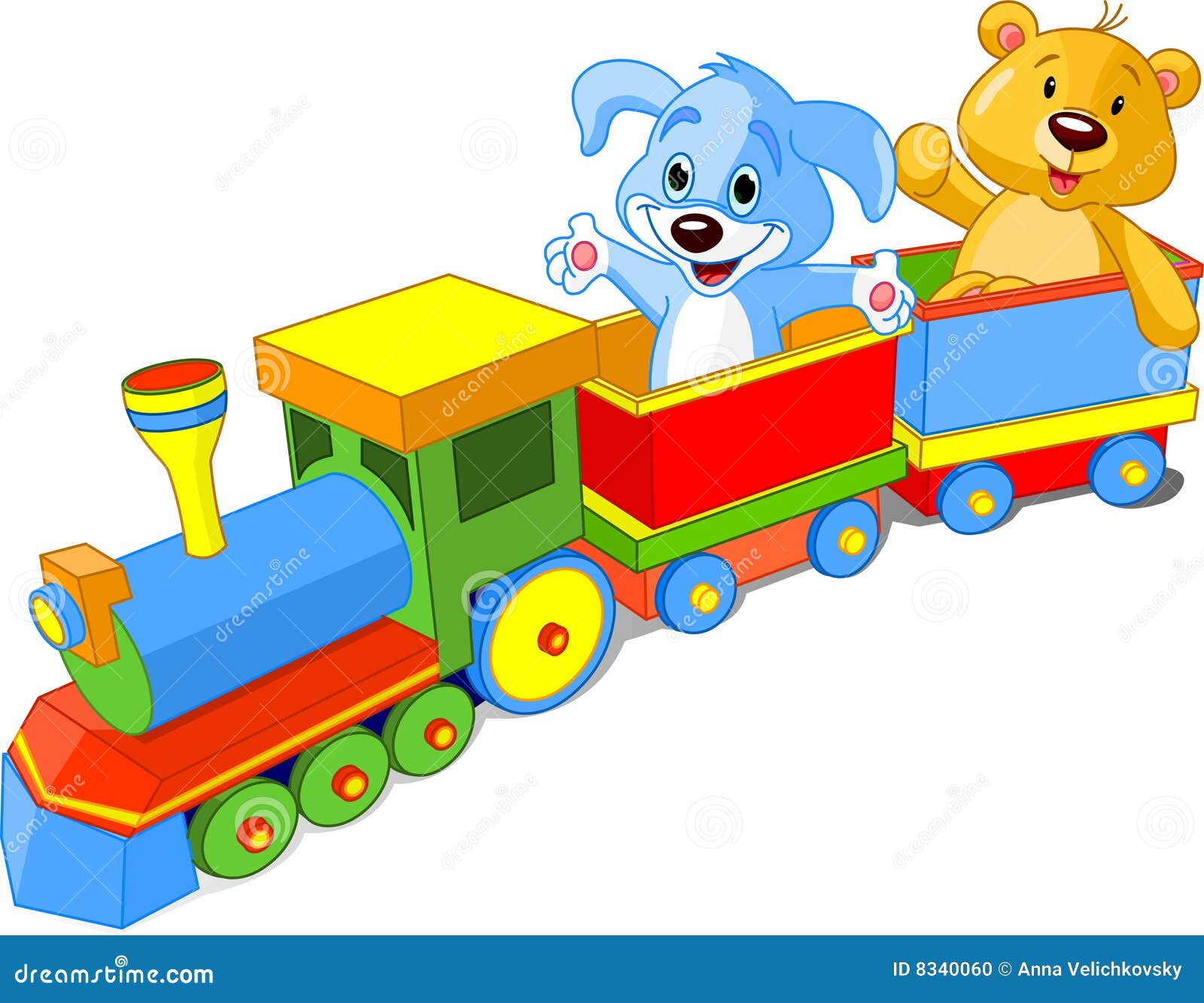 Trem De Brinquedo Colorido E Trilhos Ferroviários Azuis Claros Royalty Free  SVG, Cliparts, Vetores, e Ilustrações Stock. Image 172559413