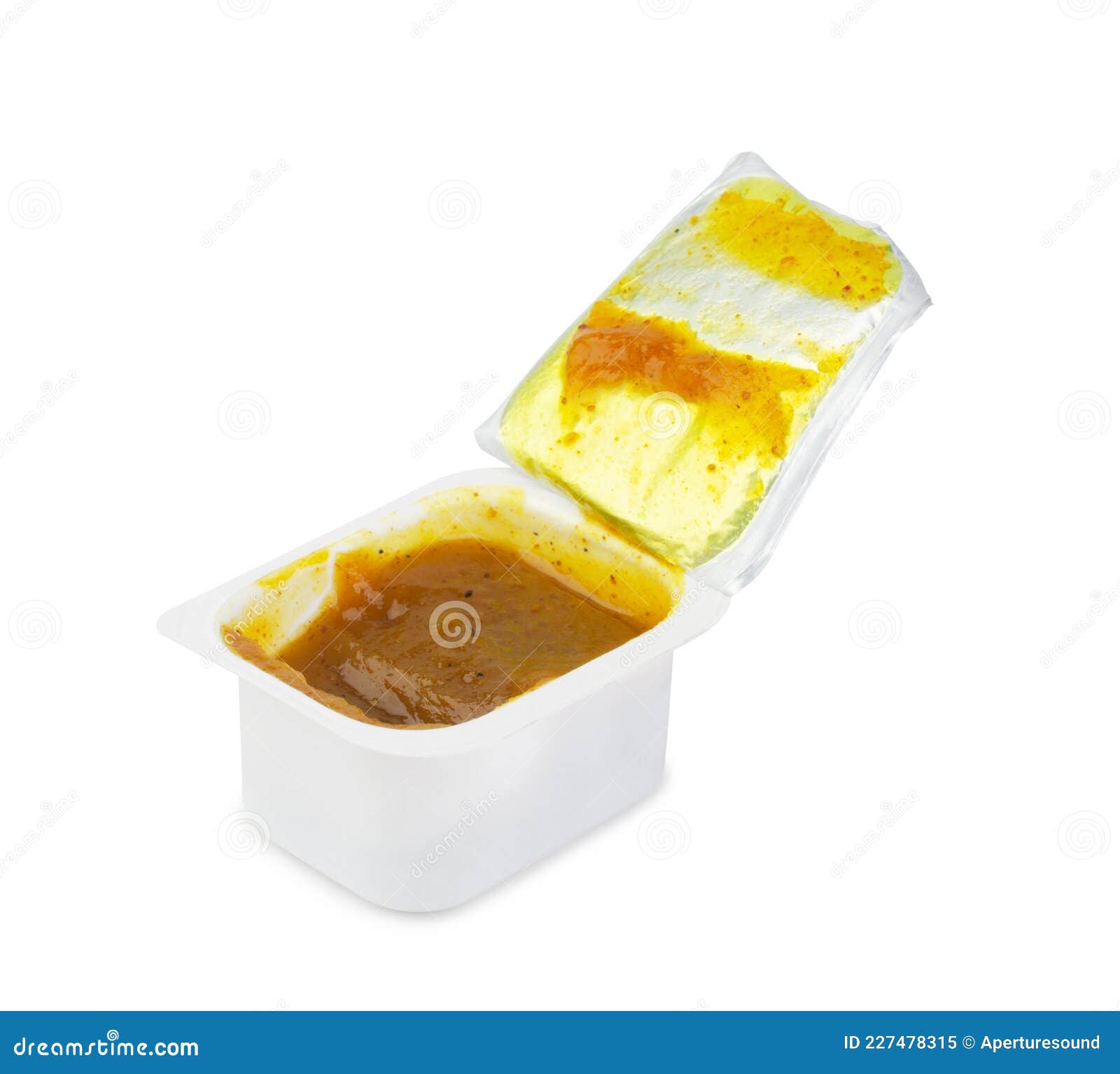 Tremper La Sauce Dans Un Récipient En Plastique Enlever Isolé Image stock -  Image du module, normal: 227478315