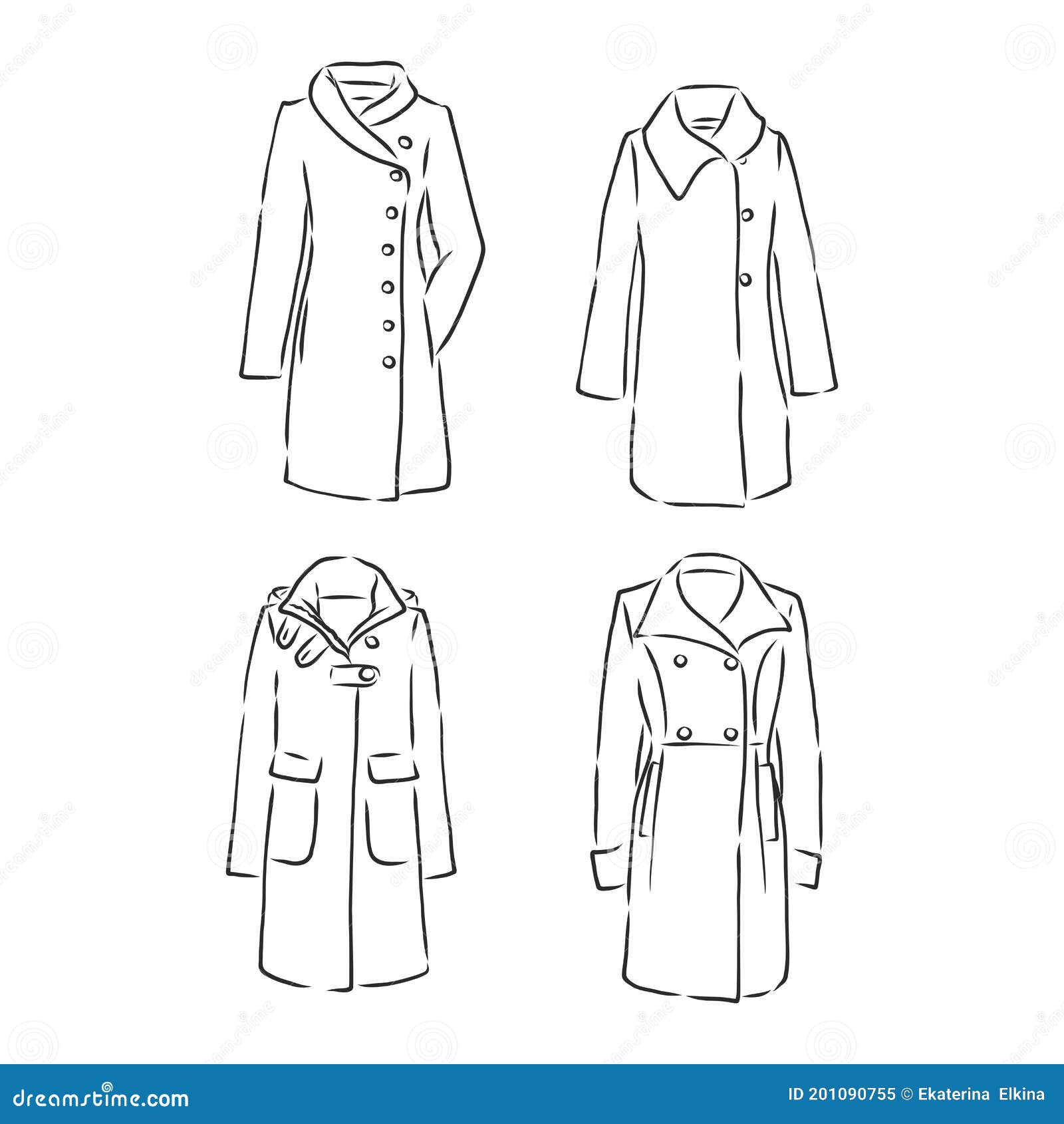 Trench Coat Icon. Fashion Garment Symbol. Technical Drawing of Garment ...