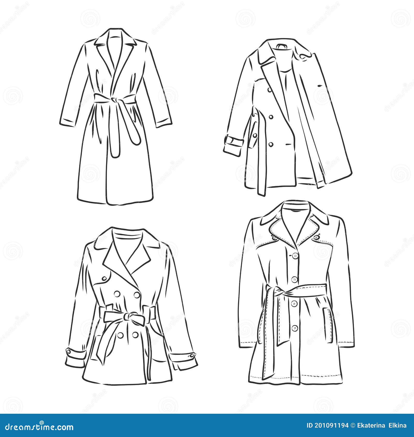 Trench Coat Icon. Fashion Garment Symbol. Technical Drawing of Garment ...