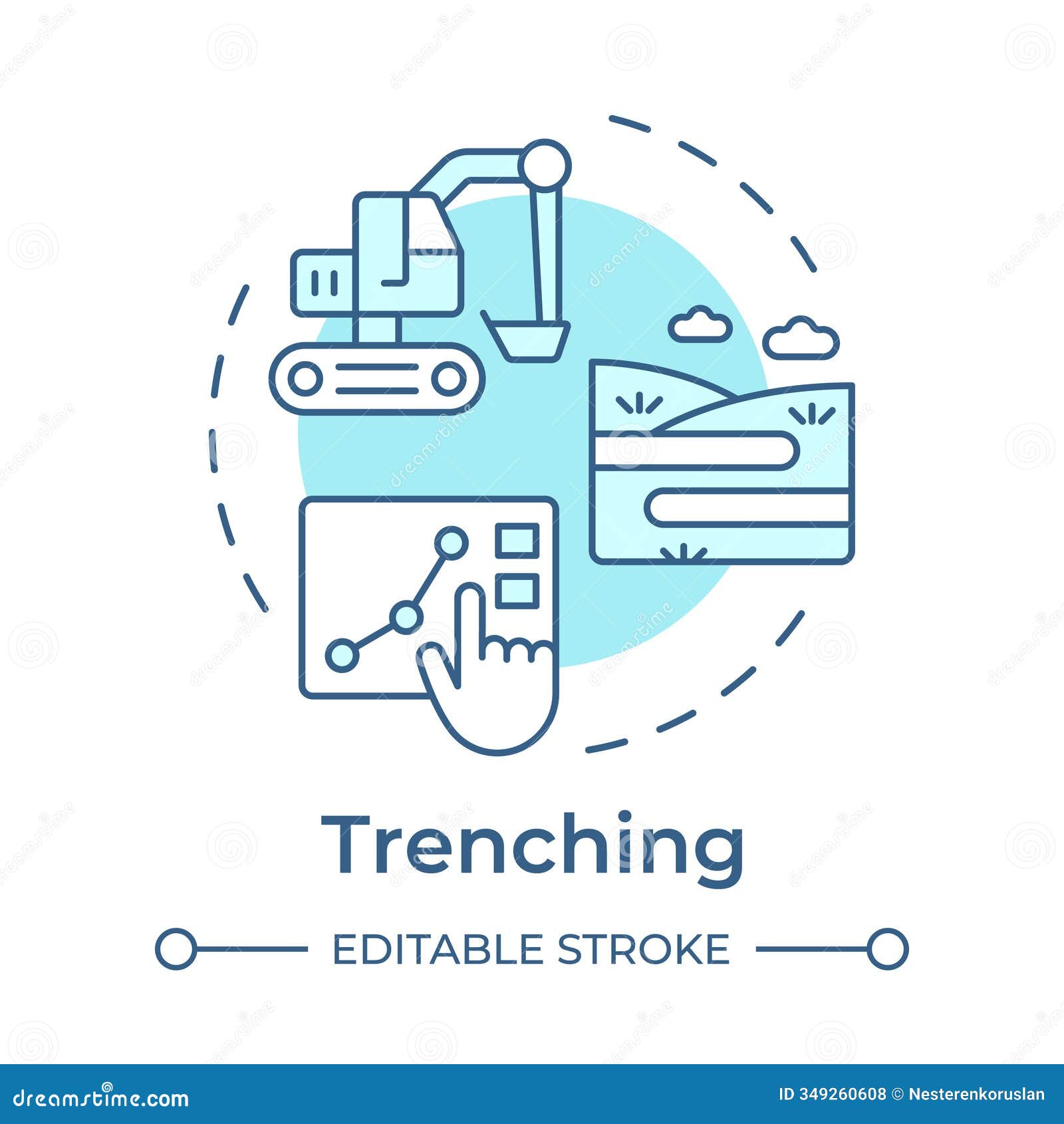 trenching soft blue concept icon