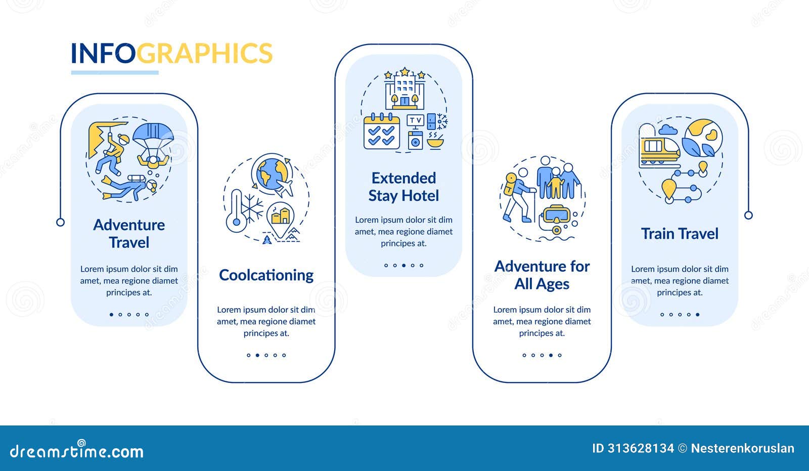 trends in traveling blue rectangle infographic template