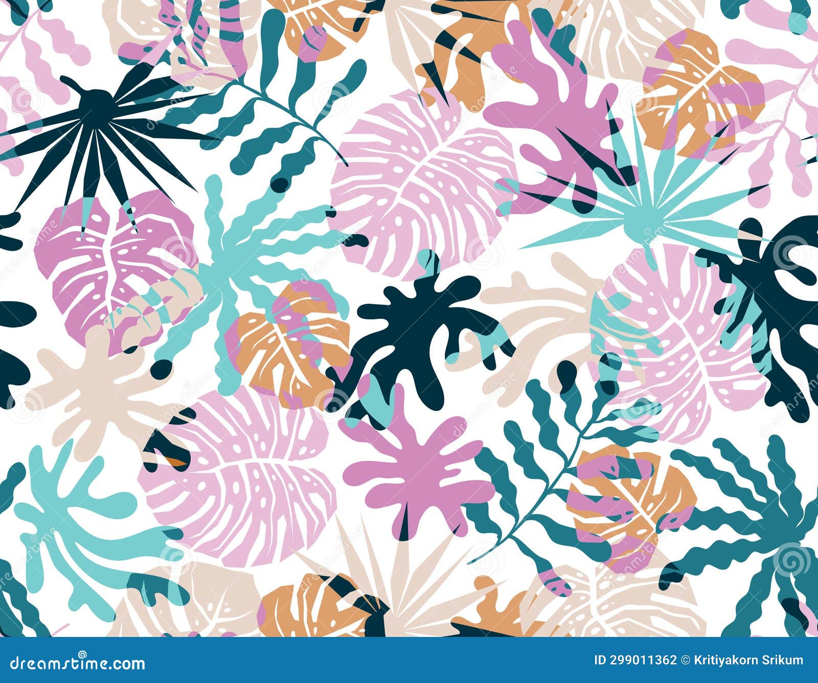 trendt abstract seamless  patterns in matisse style withnature botanical garden flower abd leaves