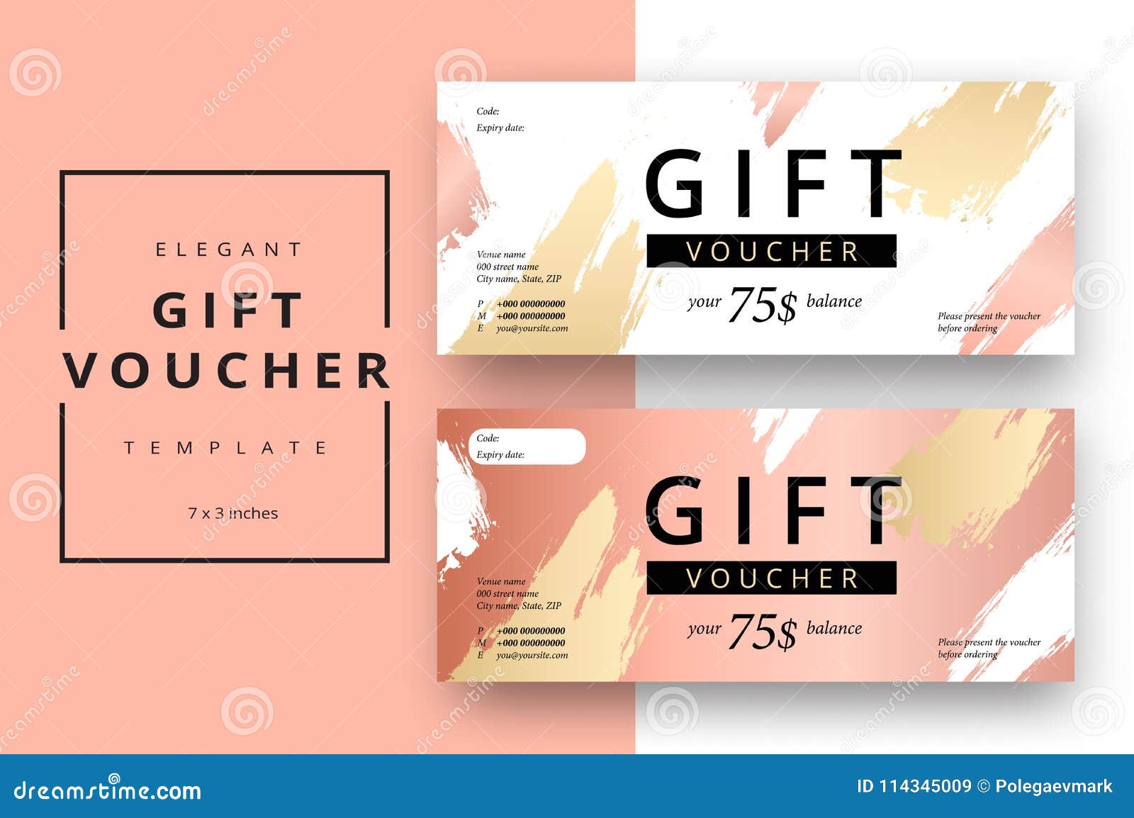 trendy abstract gift voucher card templates. modern discount coupon or certificate layout with artistic stroke pattern.  fa