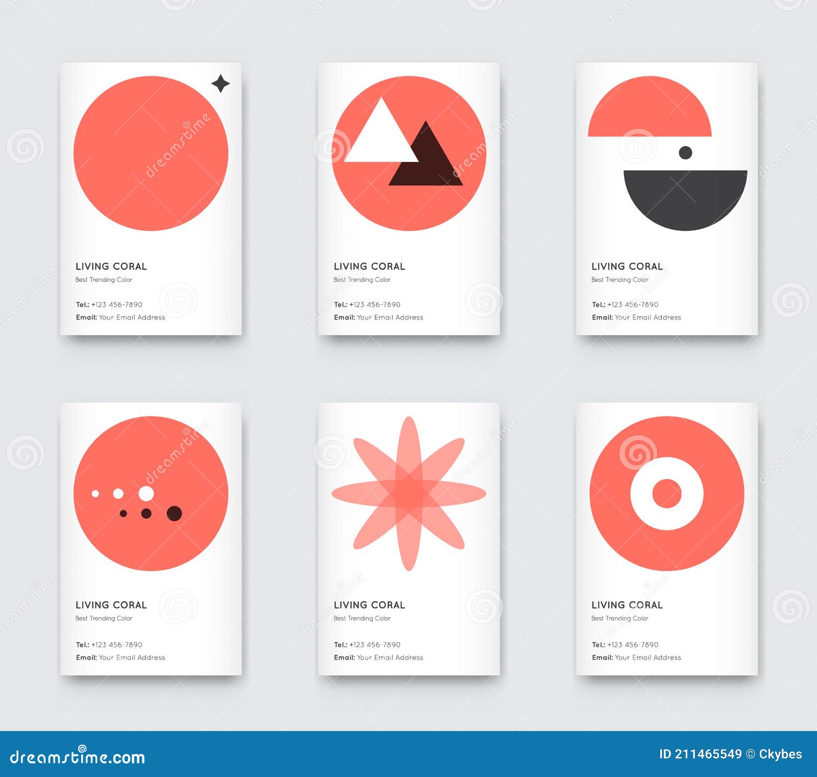 trendy color coral  minimal graphic trendy vertical abstract pattern cards set