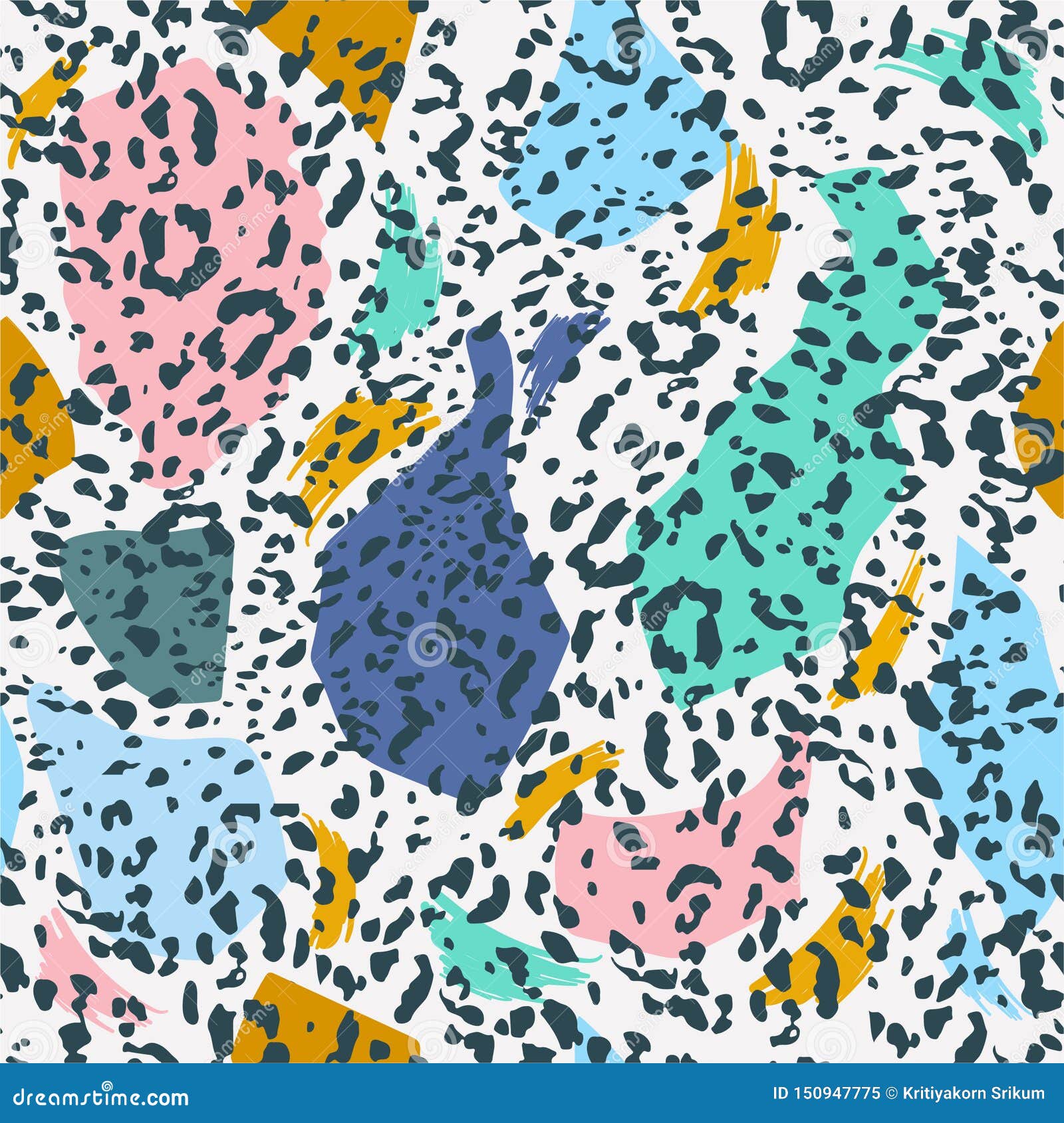 Trendy Colorful Sweet Pastel of Freehand Seamless Pattern with Animal  Leopard Print. Trendy Hand Drawn. Modern Style Abstract Stock Illustration  - Illustration of jungle, drawing: 150947775