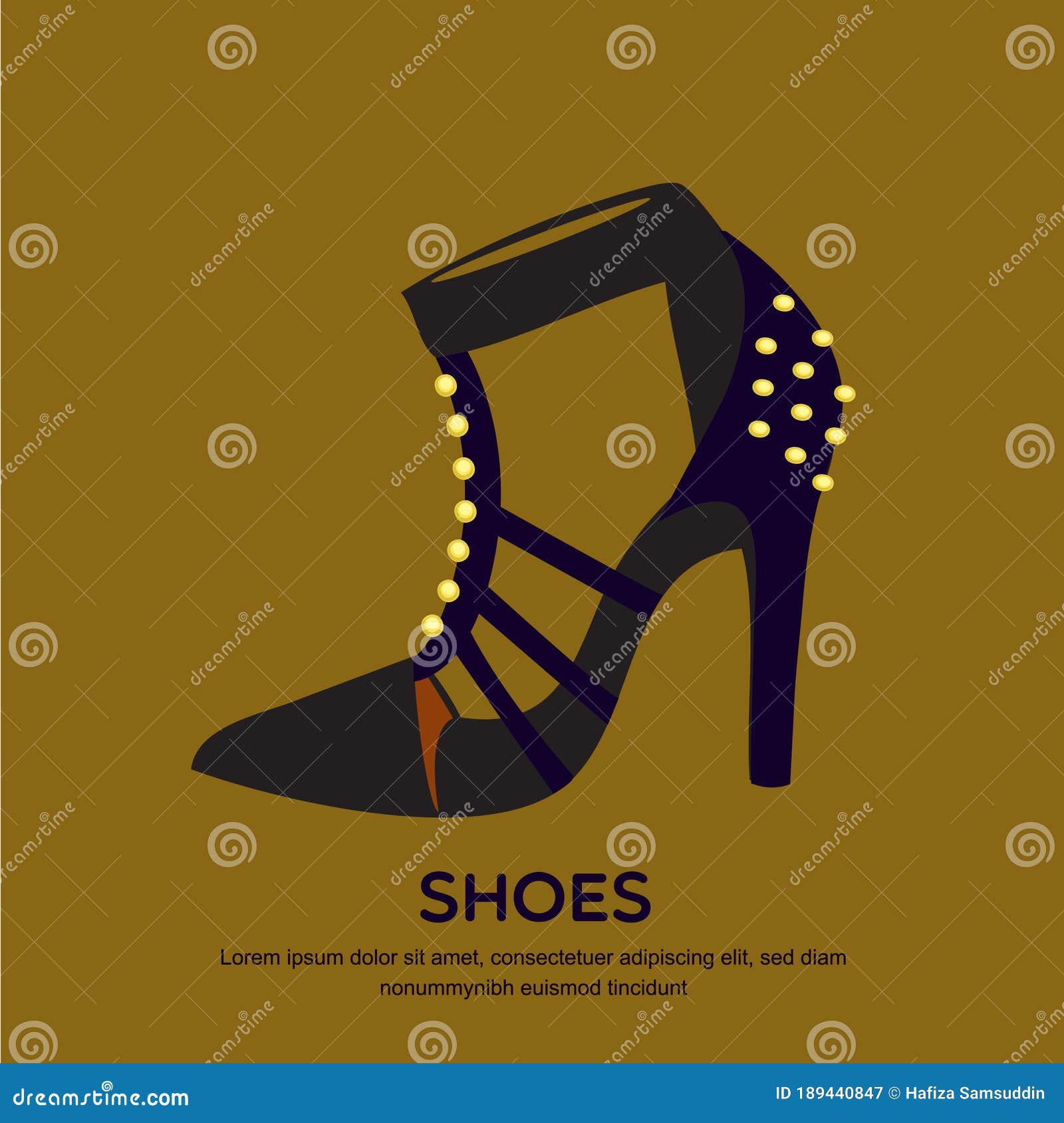Trendy Court Shoes with Ankle Strap. Vector Illustration Decorative ...