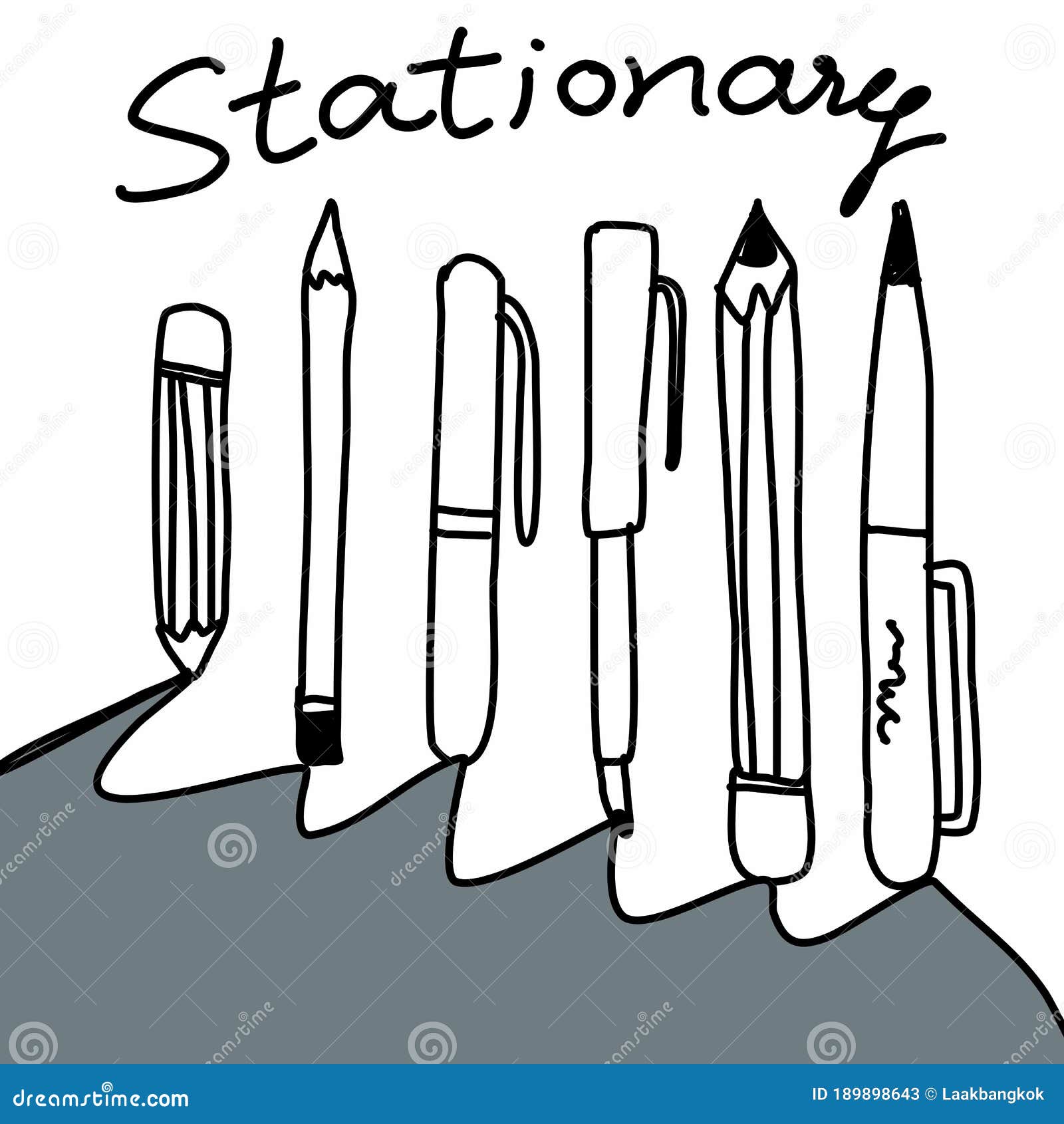 Hand drawn stationery doodle pen pencil Royalty Free Vector