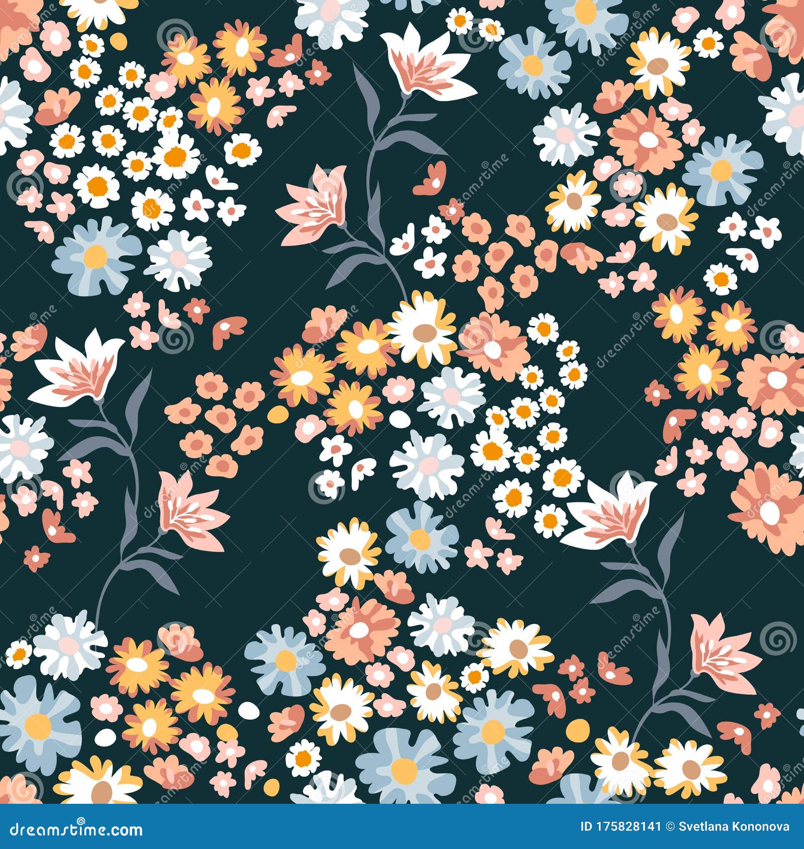 Trendy Fabric Pattern with Miniature Flowers. Stock Vector ...