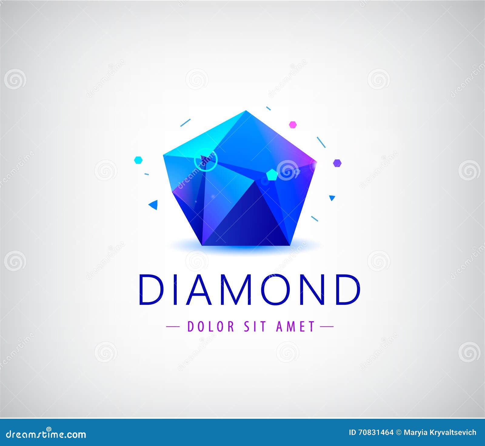 trendy flat  facet crystal gem  logo .