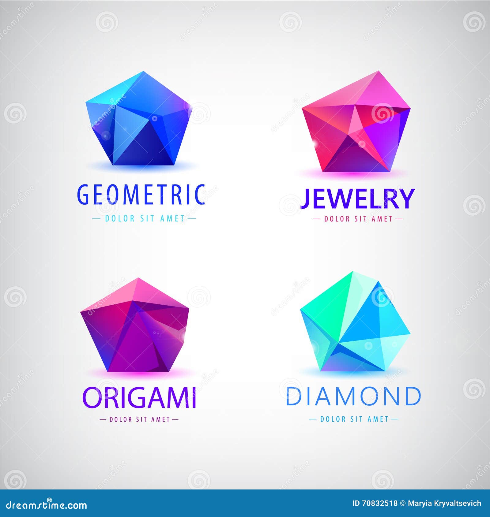 trendy flat  facet crystal gem  logo .