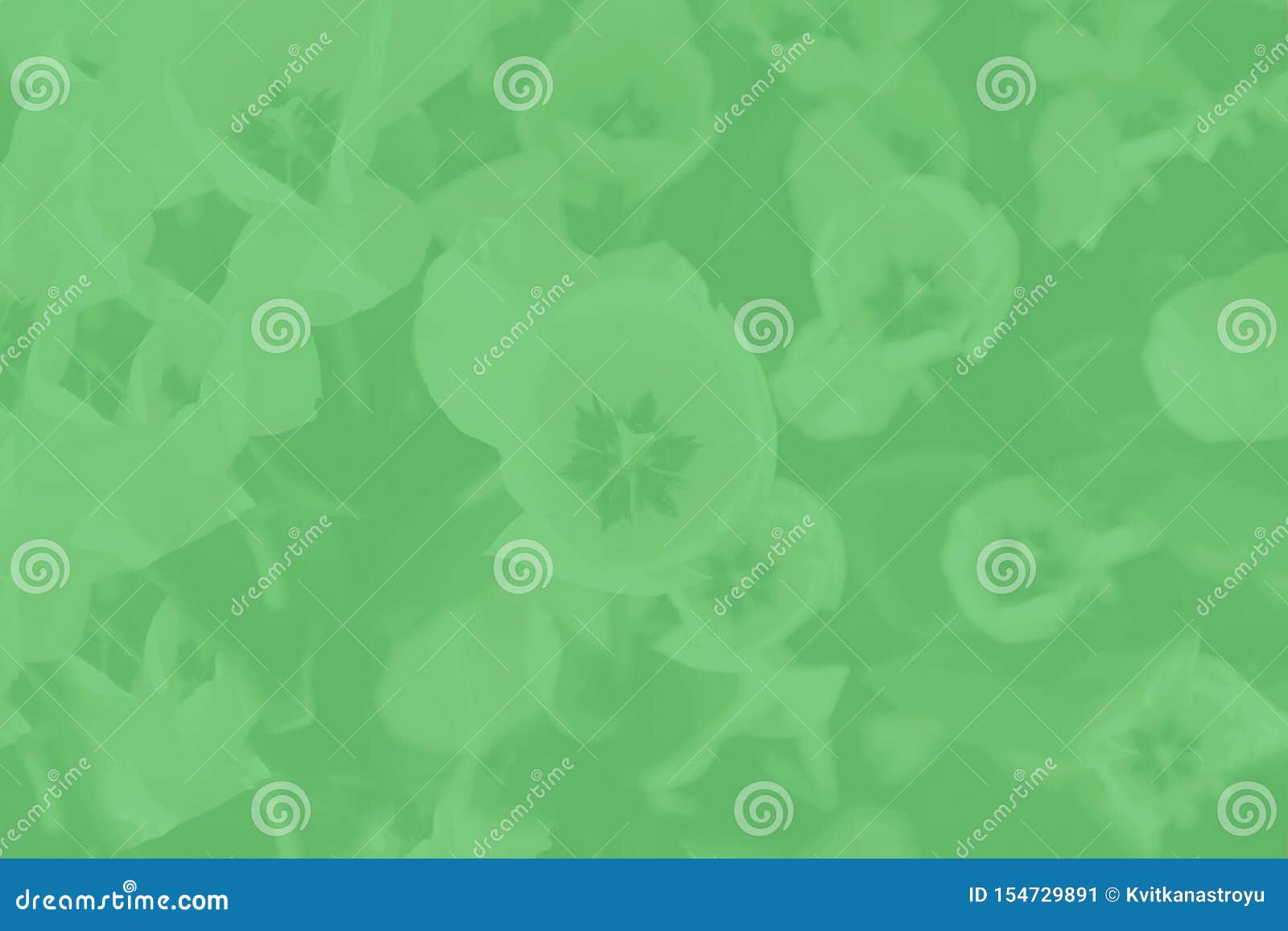 Trendy Green Mint Tulips Floral Pattern on the Dark Green Background