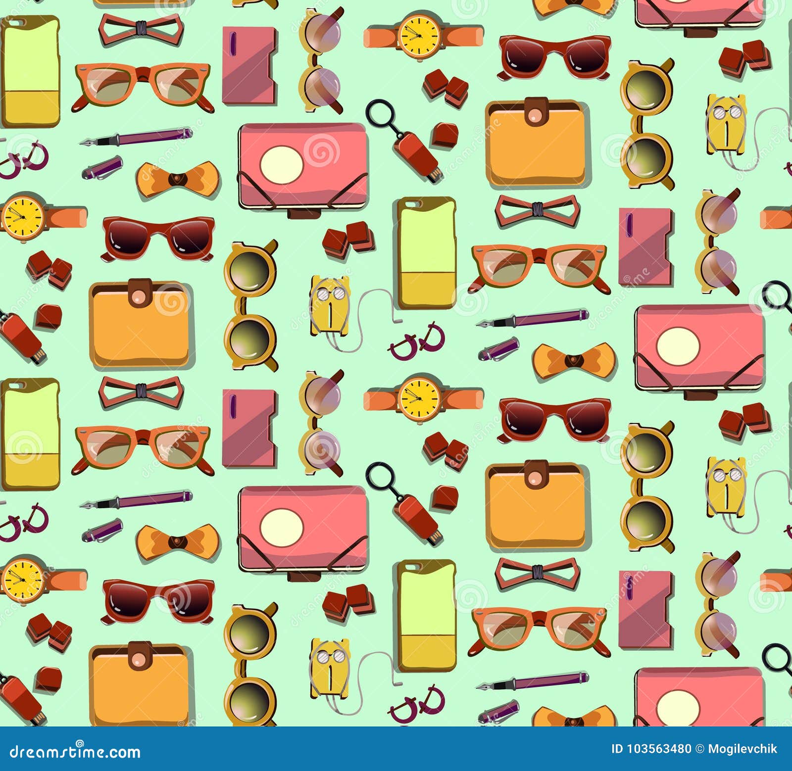 Trendy Hipster Elements Seamless Pattern Stock Vector - Illustration of ...