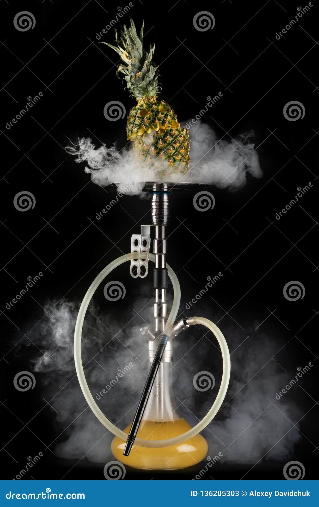 Trendy hookah with smoke stock image. Image of bulb 136205303