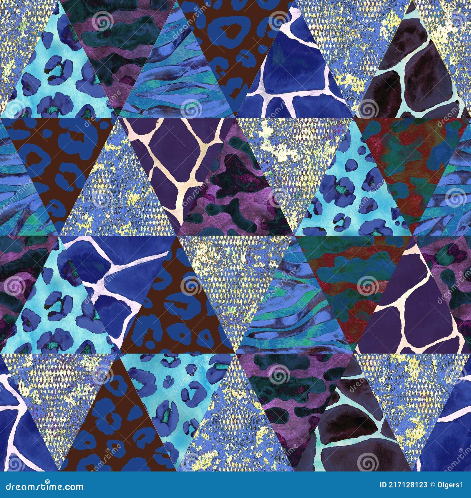 trendy imitation sewn pieces of fabric in patchwork style. watercolour hand drawn modern collage