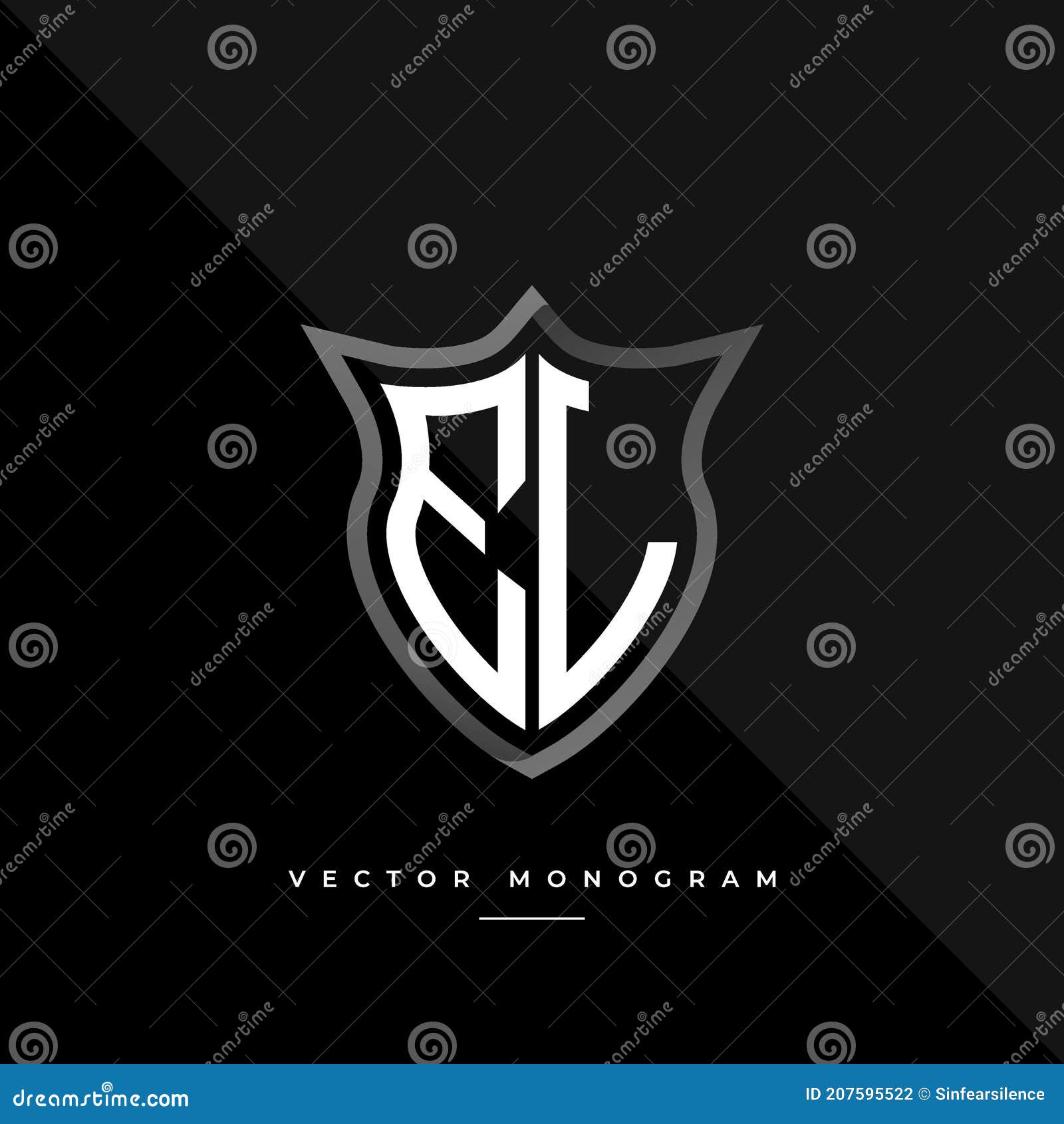trendy intial e letter shield