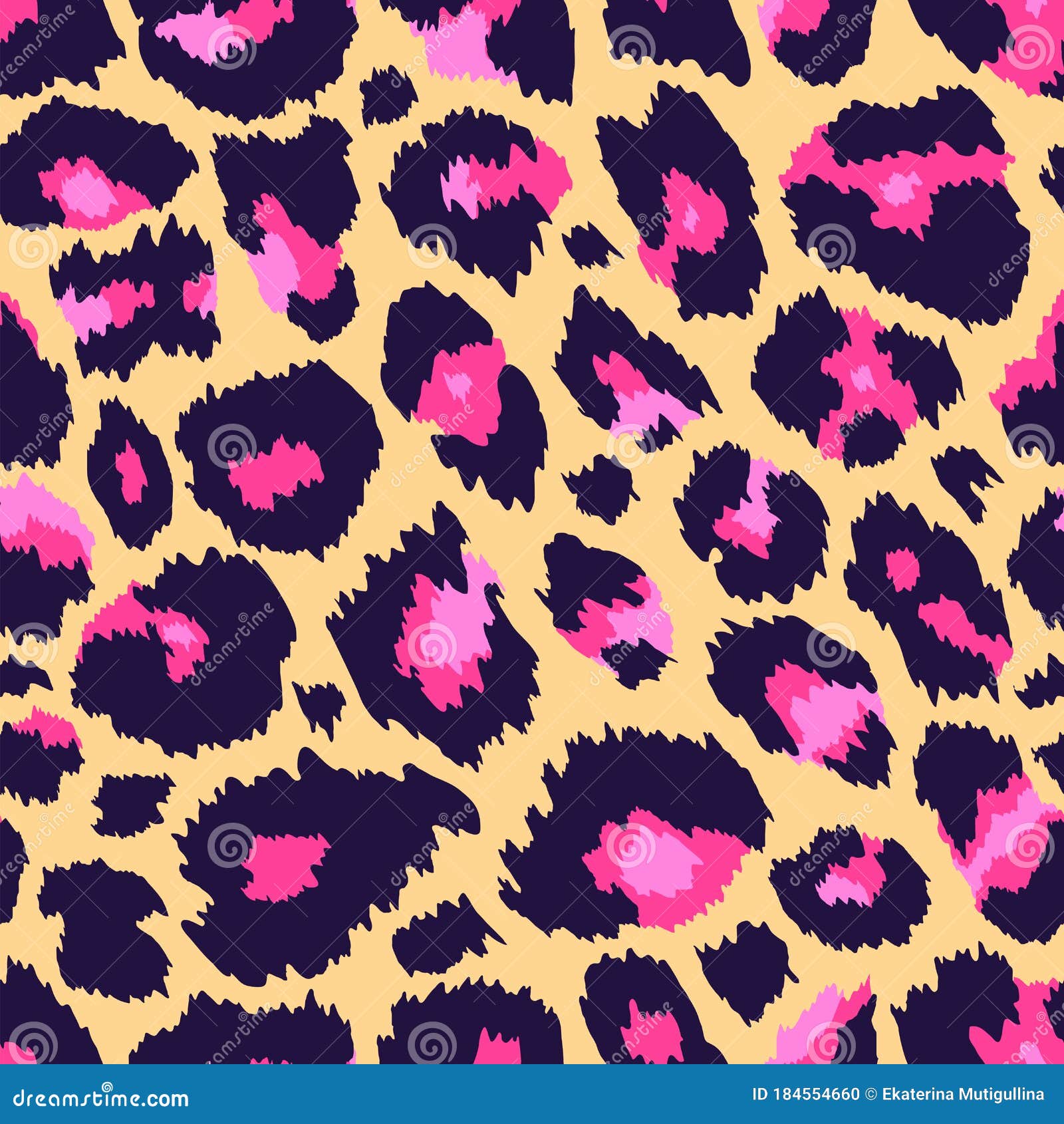 Trendy Leopard Seamless Pattern Yellow Pink Stock Vector - Illustration ...