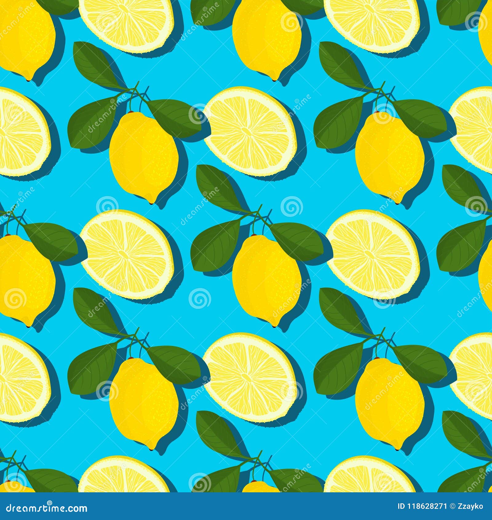 Trendy Minimal Summer Seamless Pattern with Whole, Sliced Fresh Fruit ...