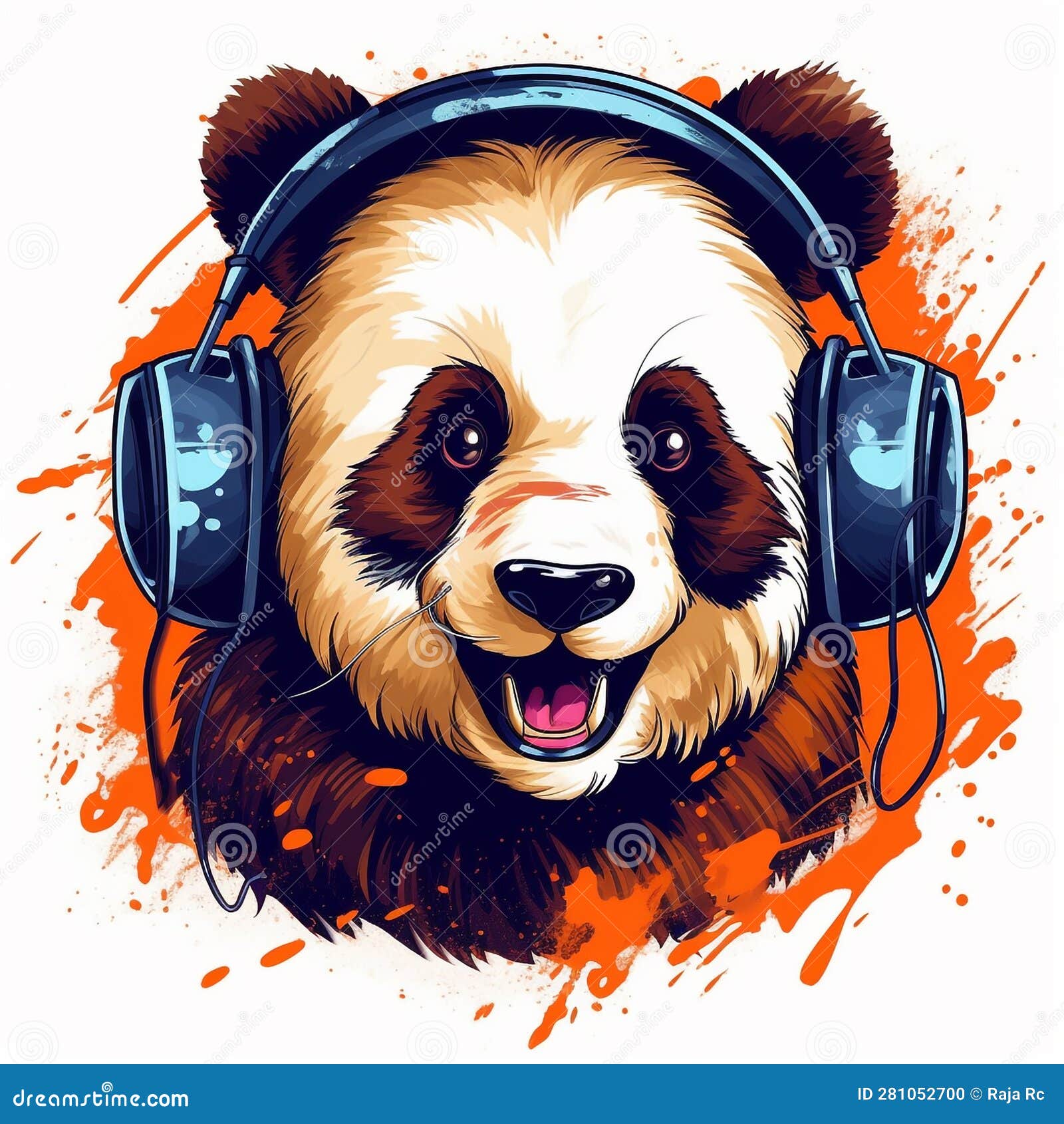 Panda with Headphones Music Stock Photo - Image of headphone, printed ...